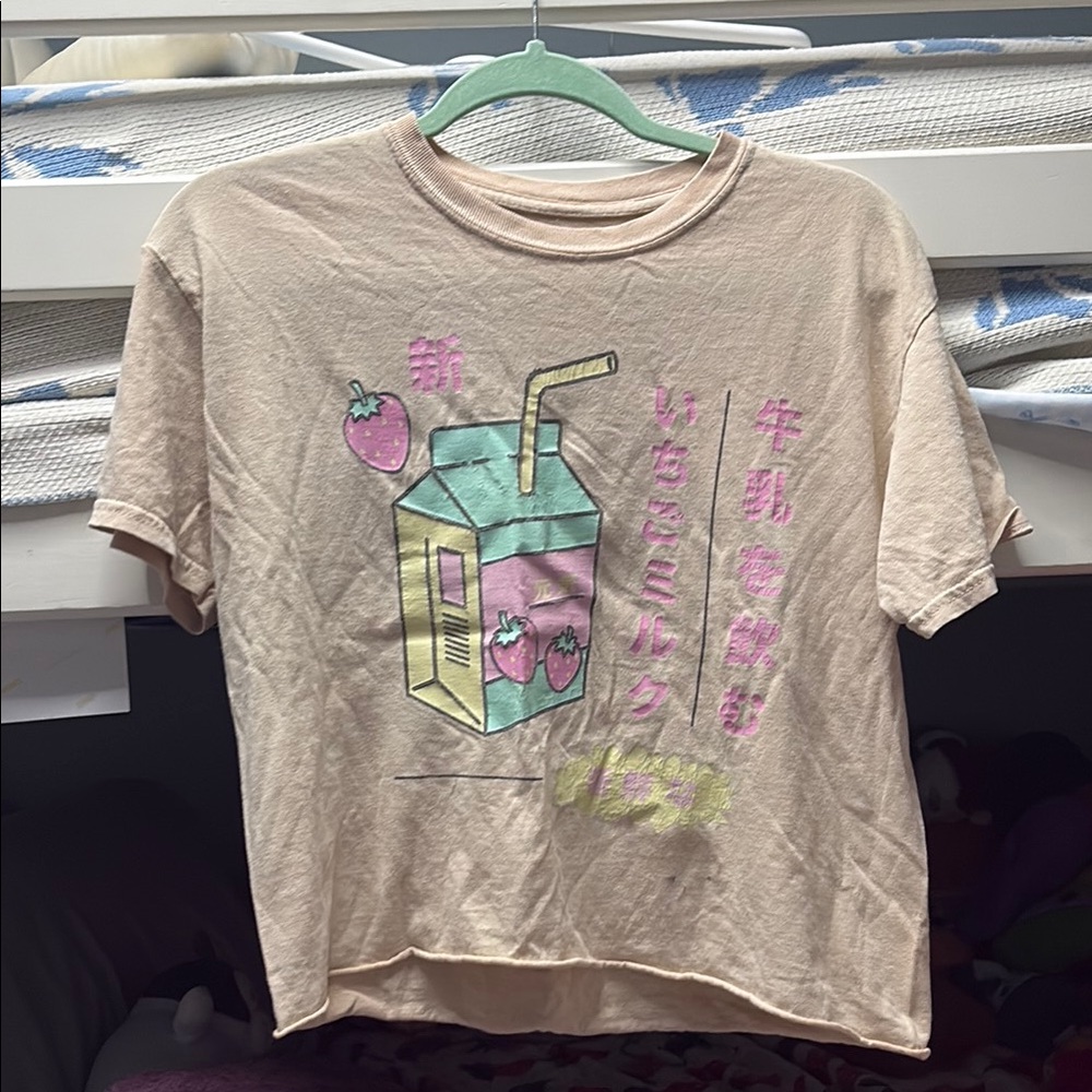 Mighty Fine Kids T-Shirt with Strawberry Drink Graphic - Pink